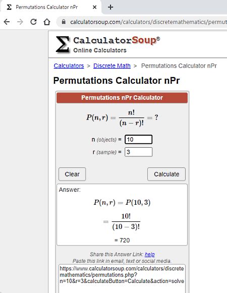 calculator soup permutation calculator